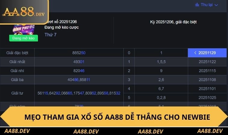 Mẹo tham gia xổ số AA88 dễ thắng cho newbie