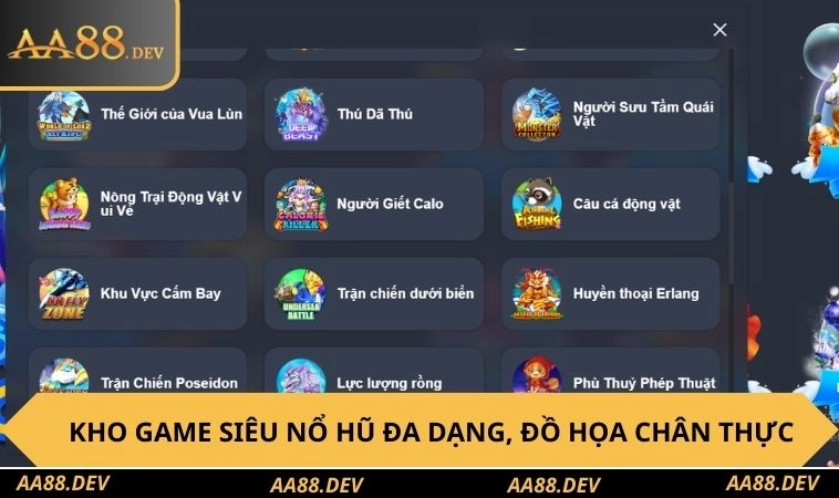 Kho game slot đa dạng, đồ họa chân thực